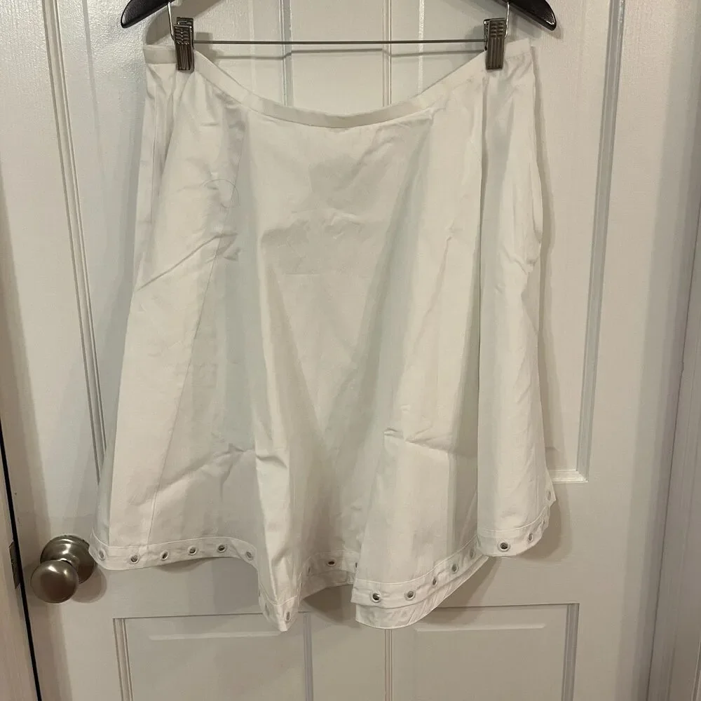 J. Crew Circle Skirt w Mirror Embellishments White SZ XLG Coastal Nautical NWT